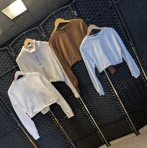 SHEIN Brown and White Cropped Sweater Set